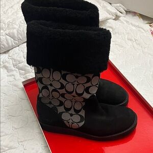 Coach Black and Gray Winter Boots